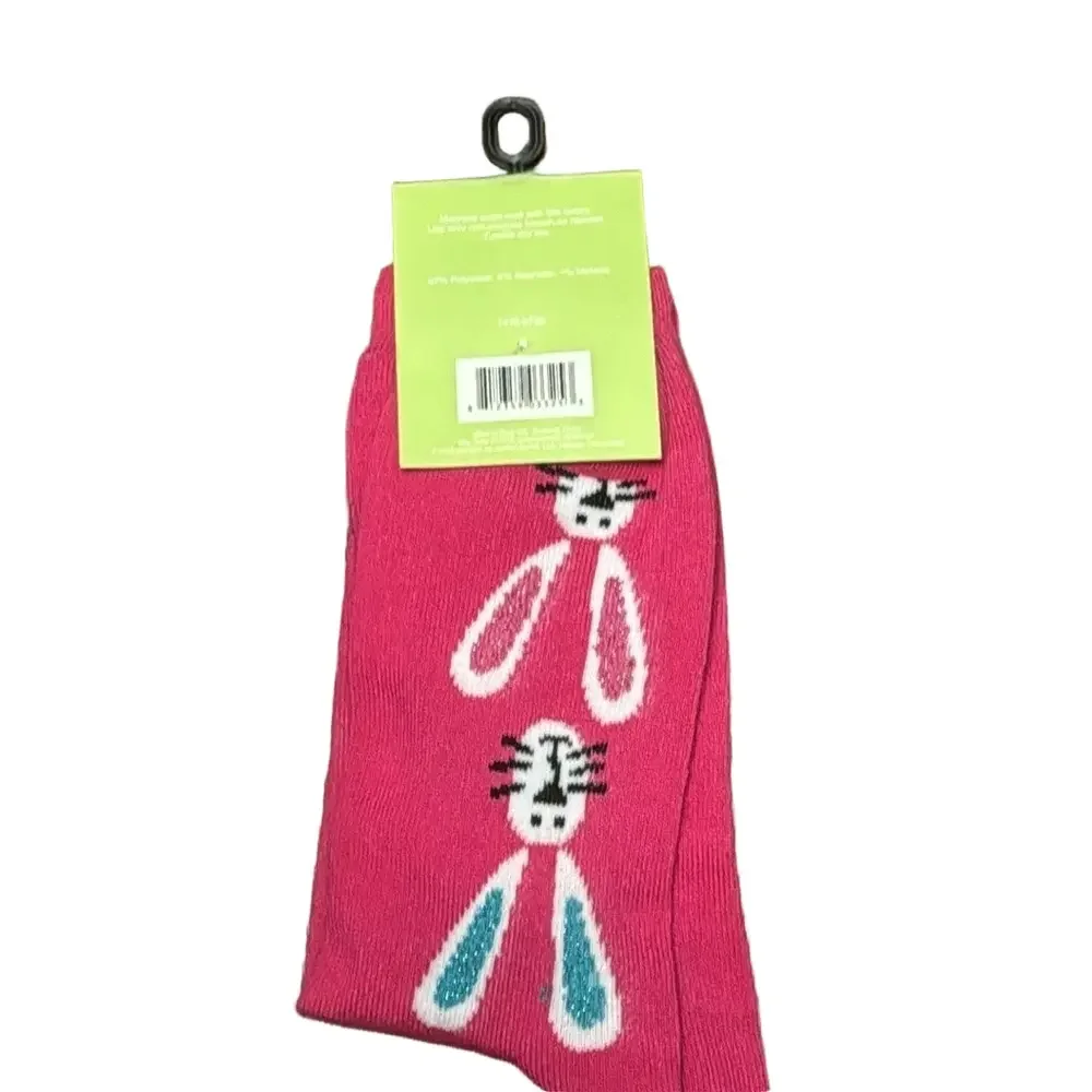 Pink Easter Bunny Crew Socks NWT